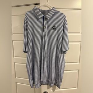 Adidas Dry Fit Polo XXL Blue and White Striped 2019 PGA Championship Bethpage